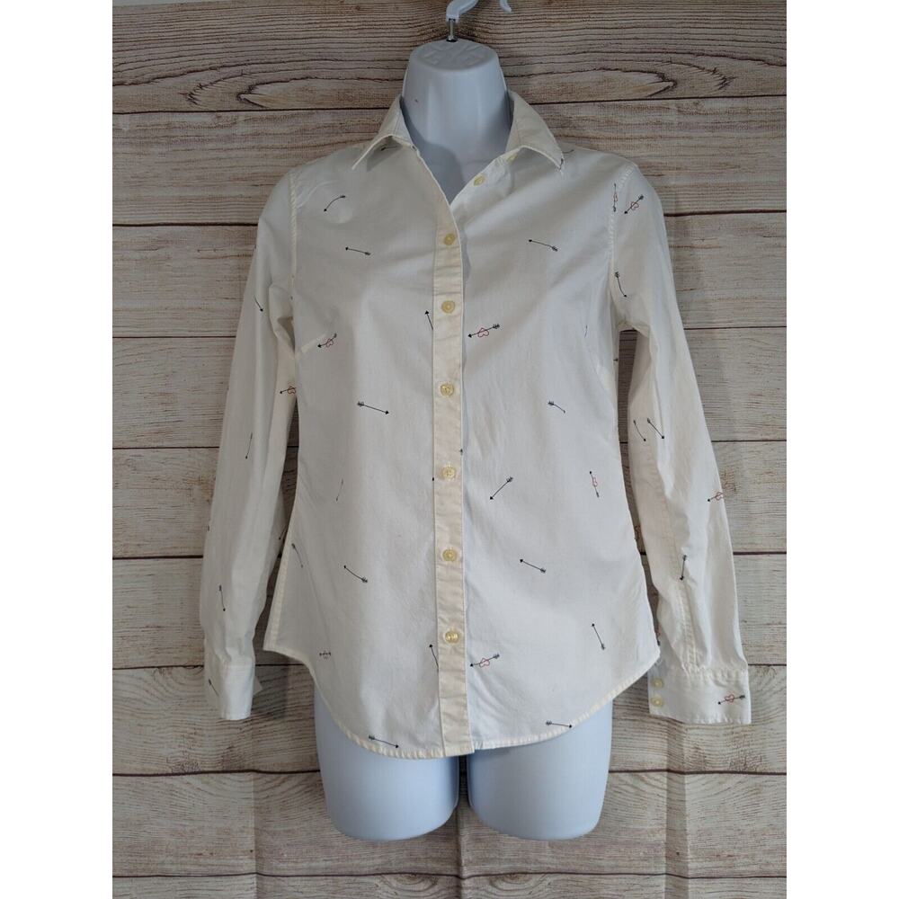 Banana Republic Women's Size 0 Tailored Fit Cupid Heart Bow Button Up Shirt EUC
